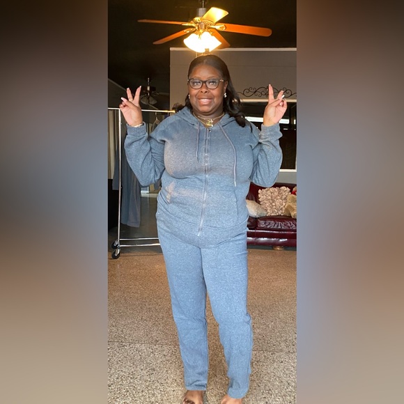 Dani Grey Plus Zipper Hoodie & Cropped Jogger Pant Set - Picture 3 of 6